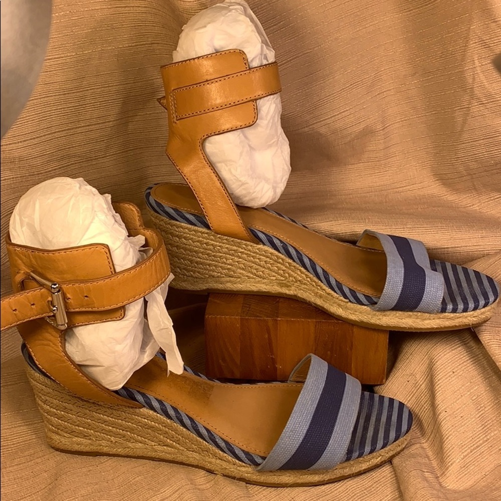 Coach leather/canvas espadrilles 3”heel 0.7”pltfrm - Picture 2 of 8